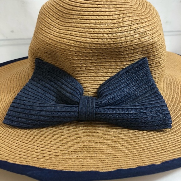 Coastal chic hat blue trim attached bow quiet minimalist capsule raw quiet lux - Picture 6 of 8